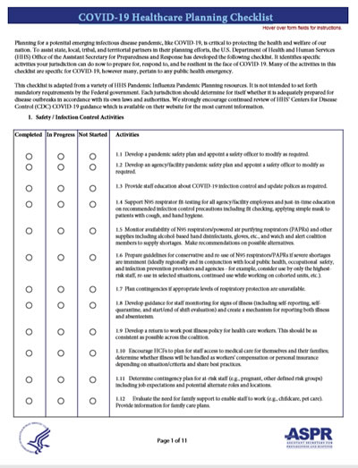 COVID-19 Healthcare Planning Checklist 