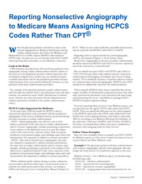 Reporting Nonselective Angiography to Medicare Means Assigning HCPCS Codes Rather Than CPT®