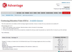 Continuing education units How do I earn my CEUs with BC Advantage MAGAZINE?