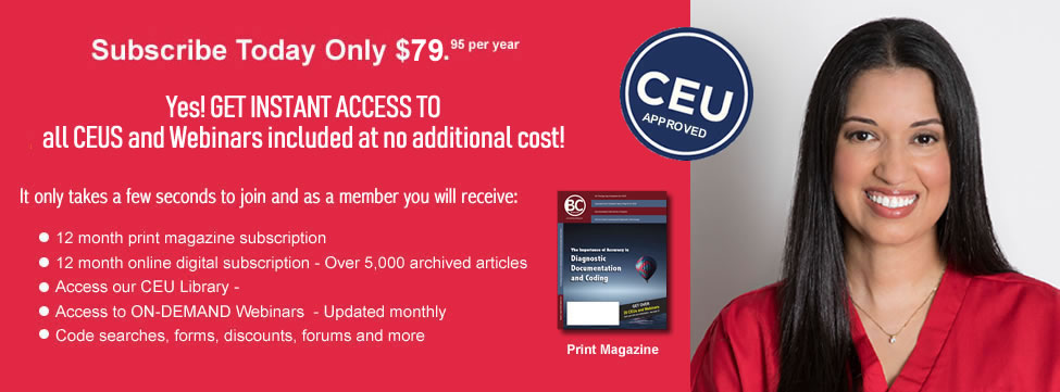 Magazine Billing Coding CEU subscription